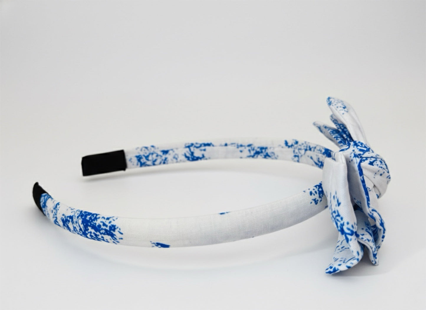 Three Little Bows Headband | Blue Toile