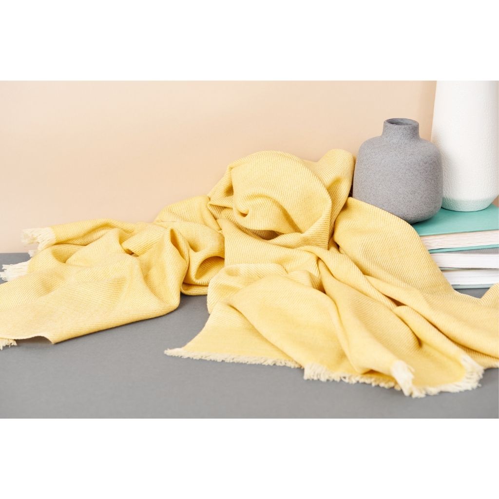 Dandelion Yellow Handloom Merino Light Weight Throw
