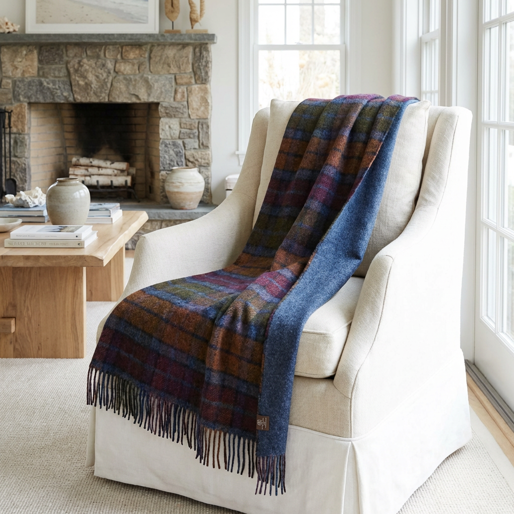 Highland Tweeds Double Cloth Throw - Grey Buchanan