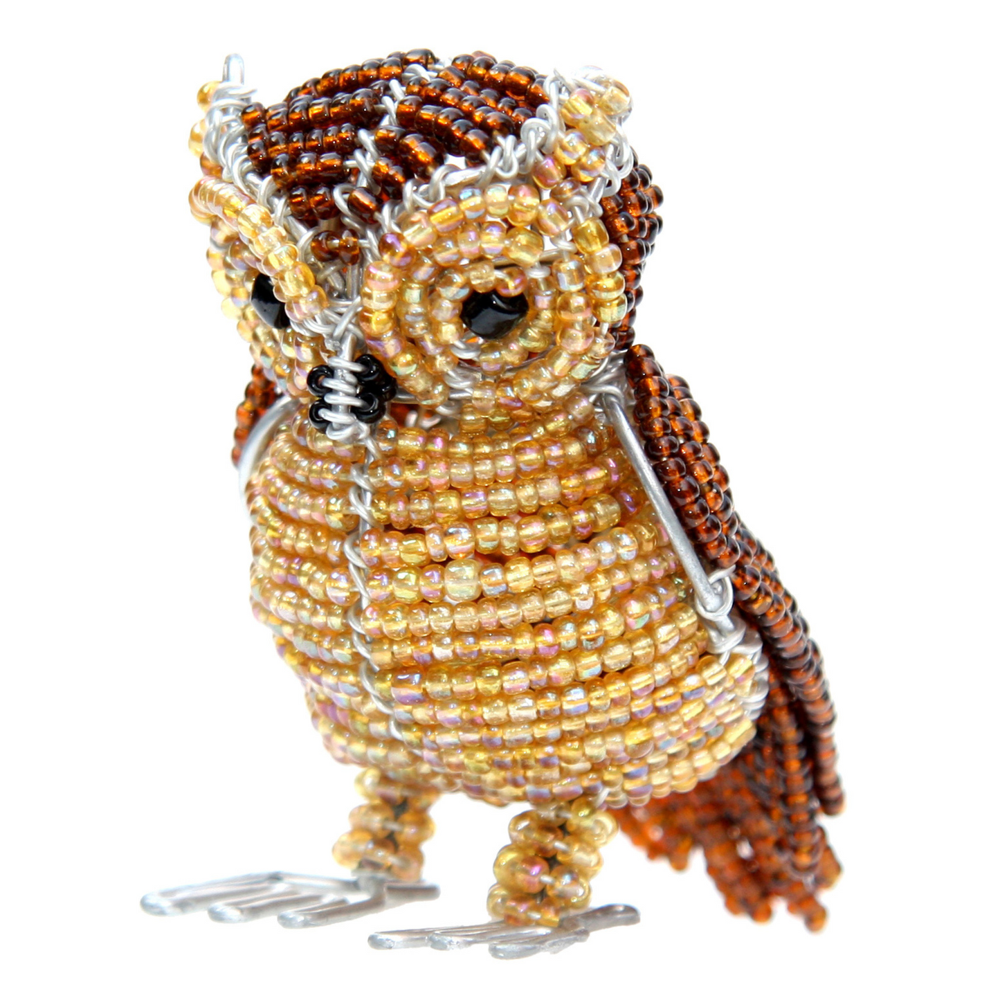 Handmade Beaded minimal Owl Figurine – Haitian Artisan Home Décor. (set of 3).