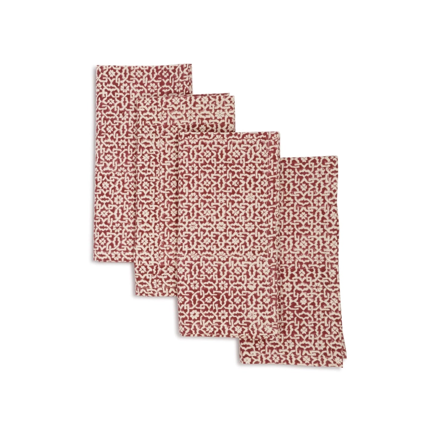 Hand Block Printed Cotton Napkins, Set of 4 | 18″×18″ | Fair trade | Axis