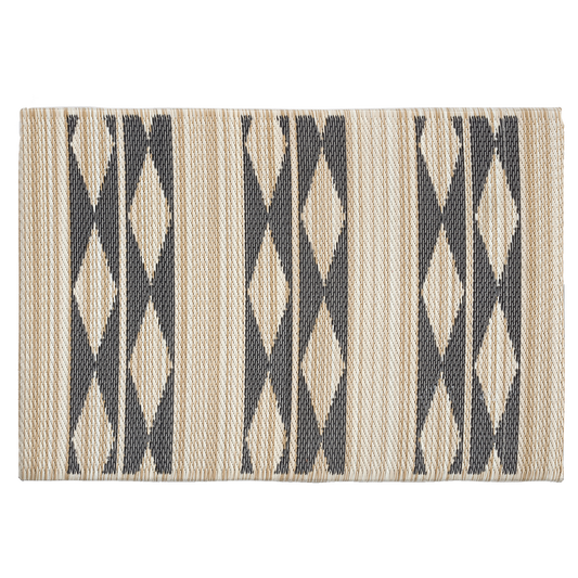 Cairo Natural & Black Outdoor Doormat - 24" x 36" Non-Slip, Recycled Plastic