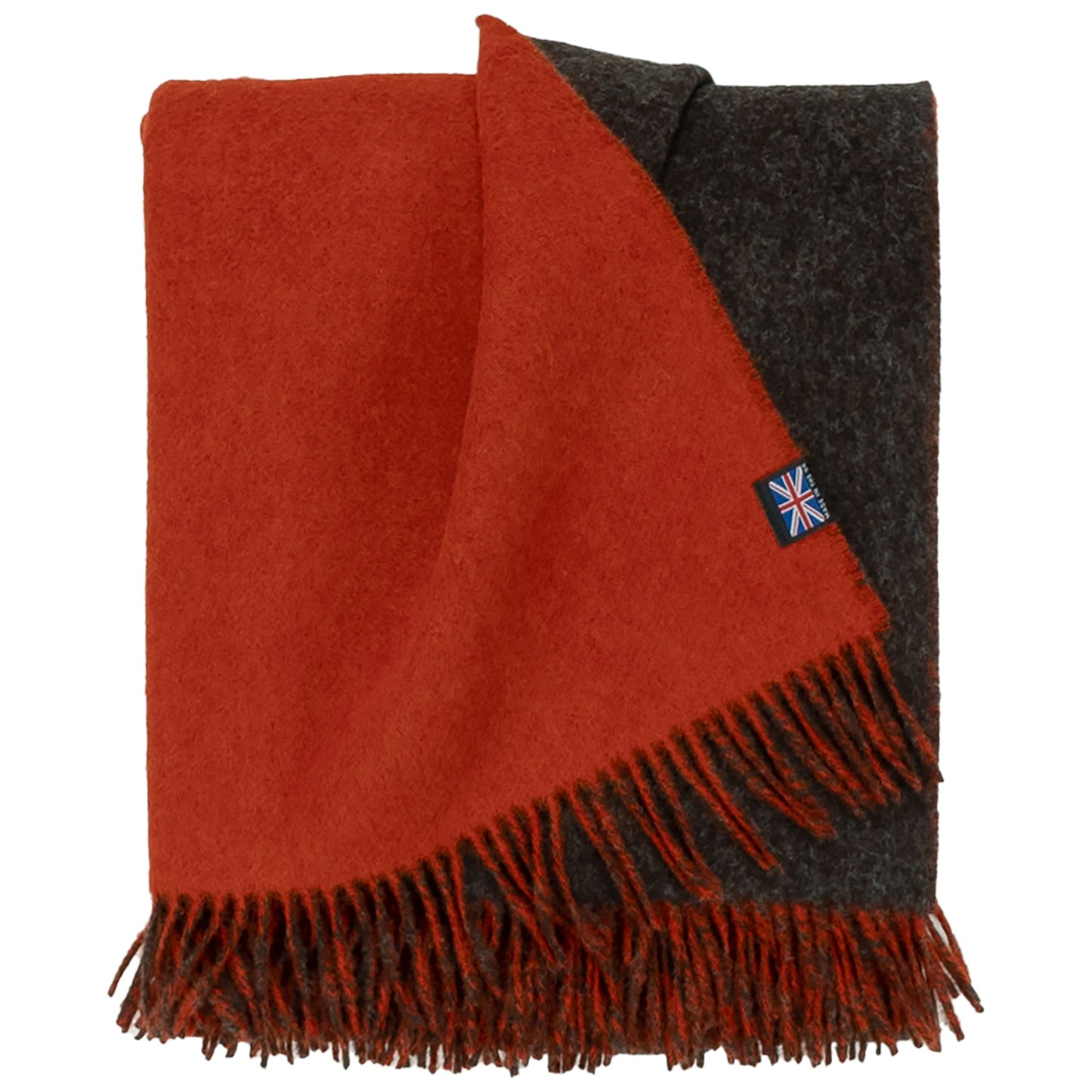 Highland Tweeds Reversible Double Cloth Throw - Orange/Brown
