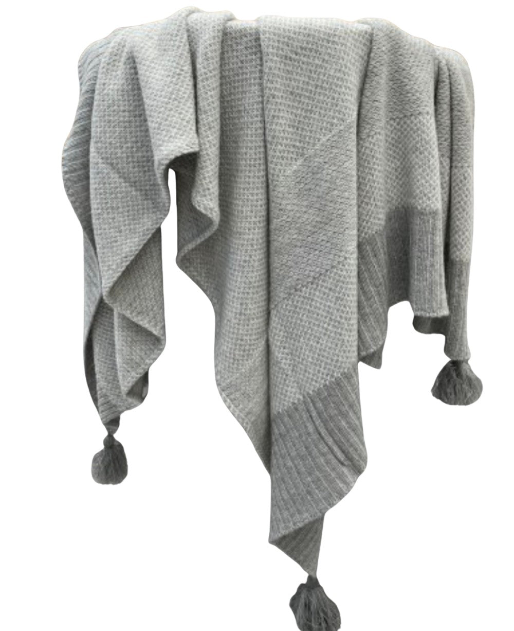 Wool Blended Throw - Grey