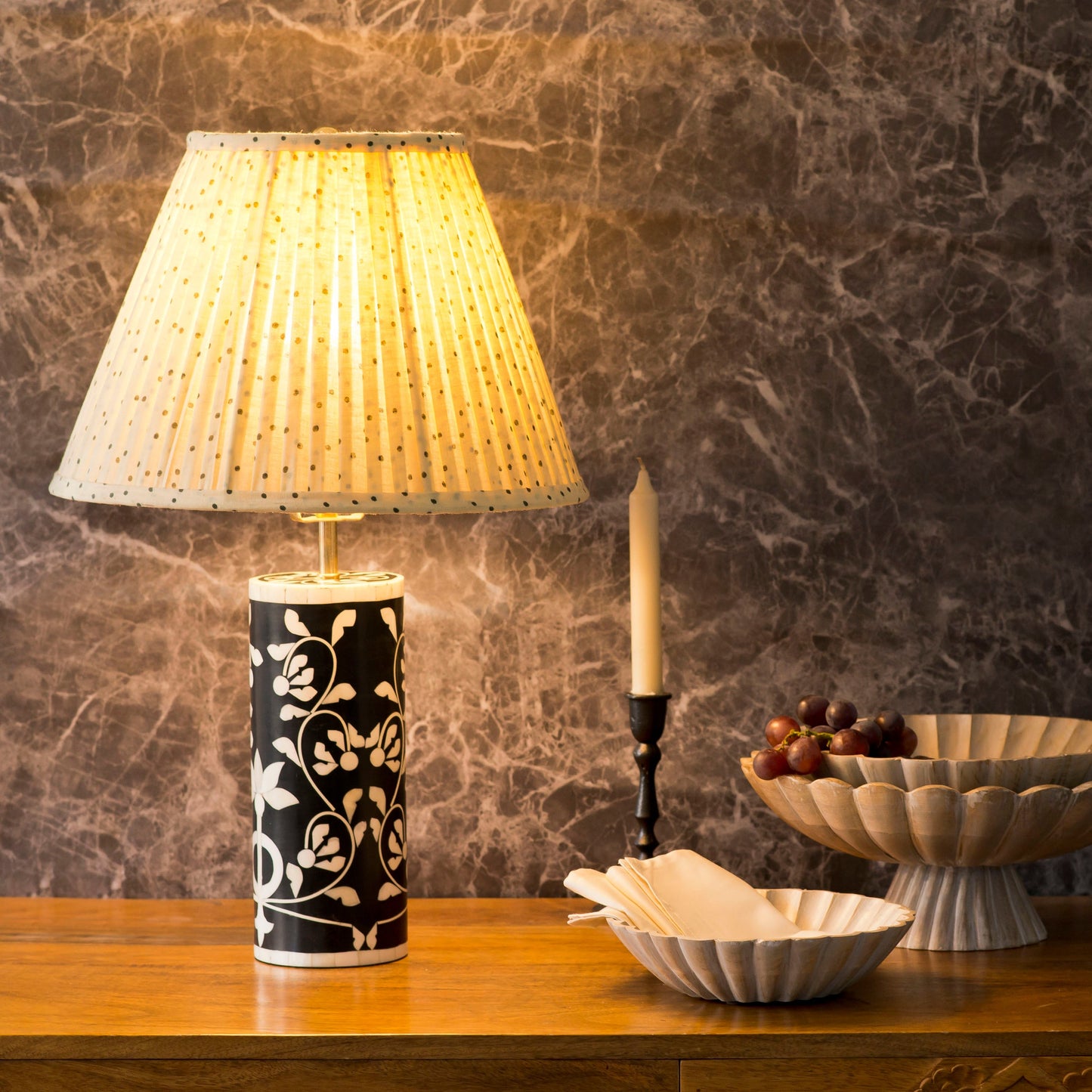 Floral Vines Bone Inlay Table Lamp Base