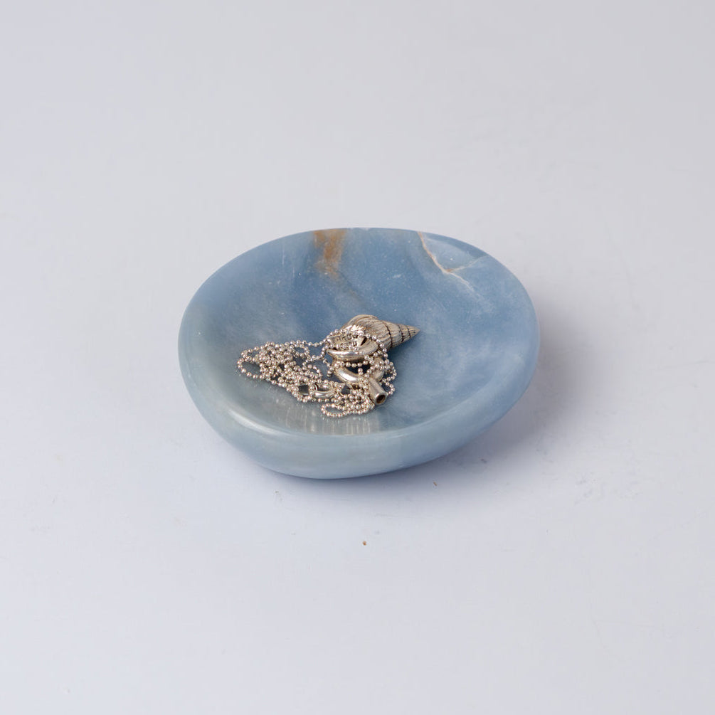 Blue Angelite Gemstone Catchall | Handcrafted Jewelry Dish | DAR Proyectos