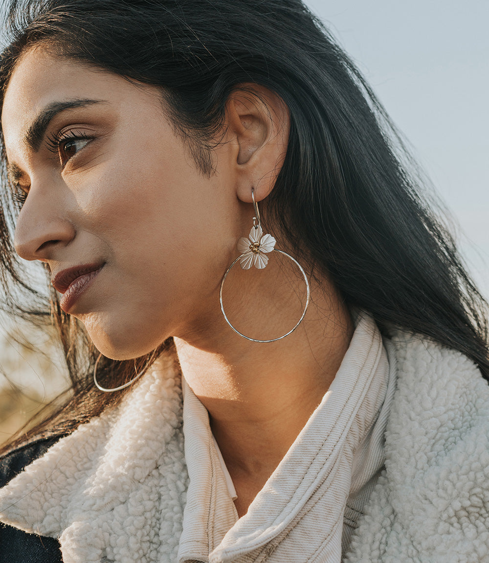 Sayuri Flower Hoop Earrings