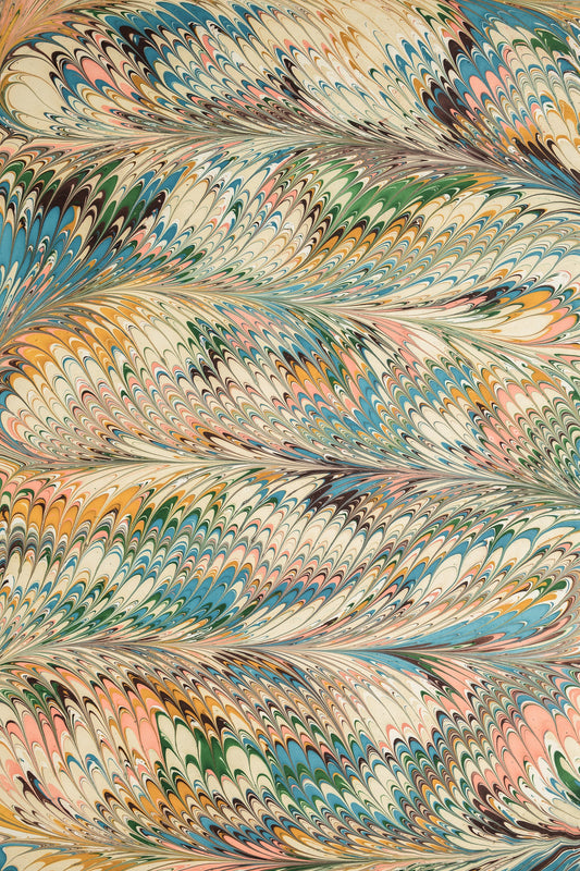 Hand-Marbled Flatiron Feathers Gift Wrapping Paper Sheets