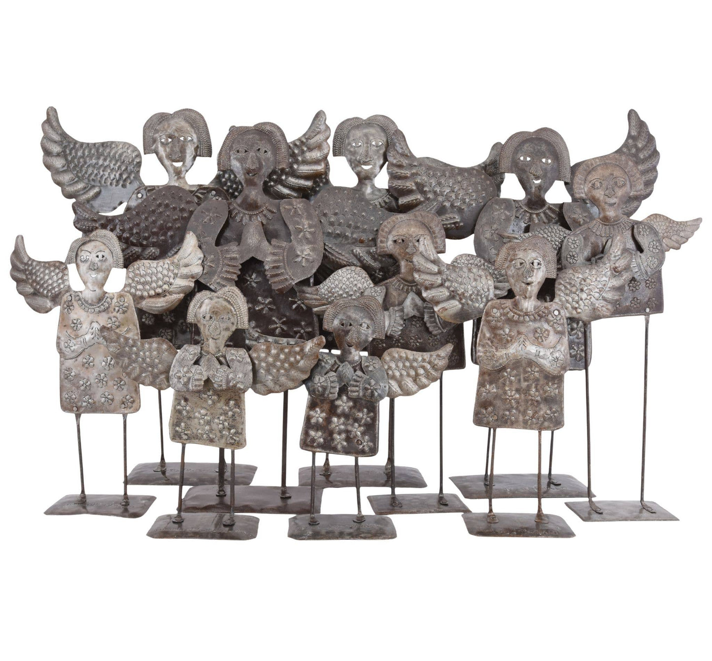 10 Primitive Standing Metal Angels – Handmade Holiday Decor