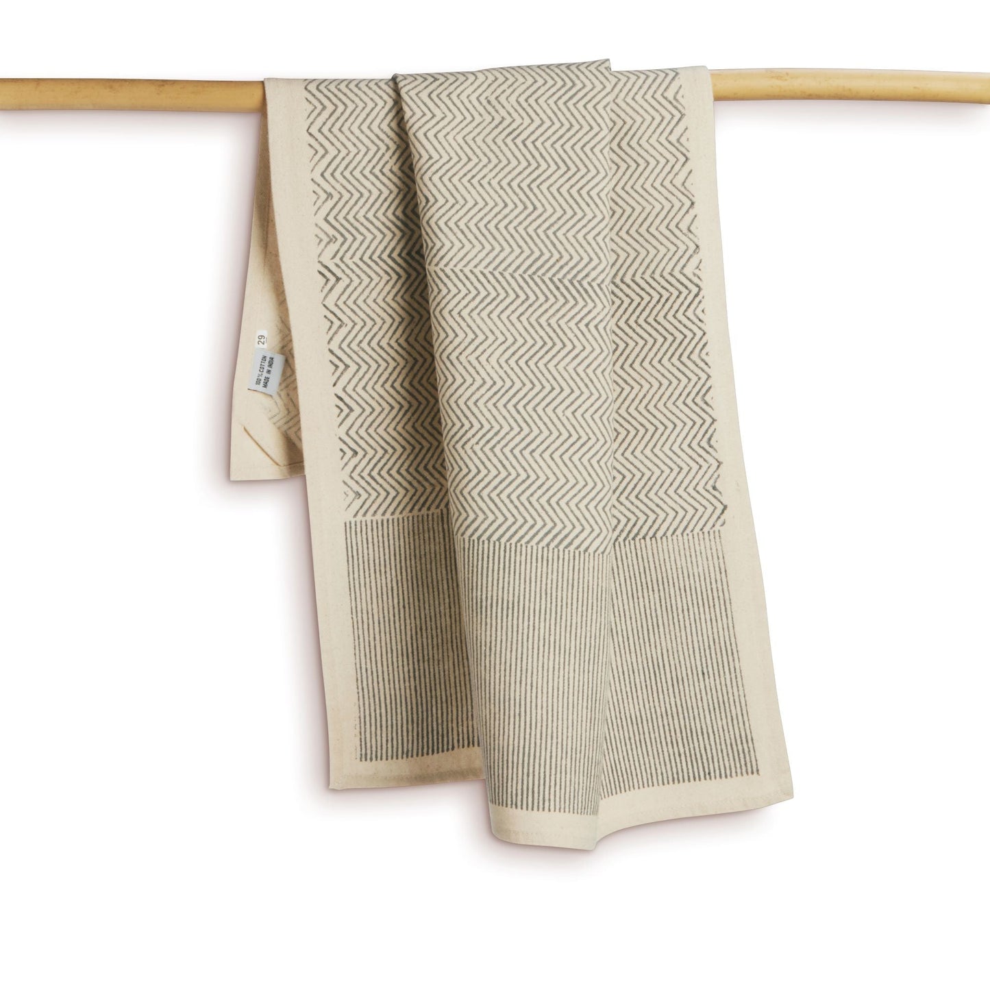 FEAST SLATE - Set of 2. Hand Block Printed Kitchen Towels - Cotton - Fair Trade - Artisan Made