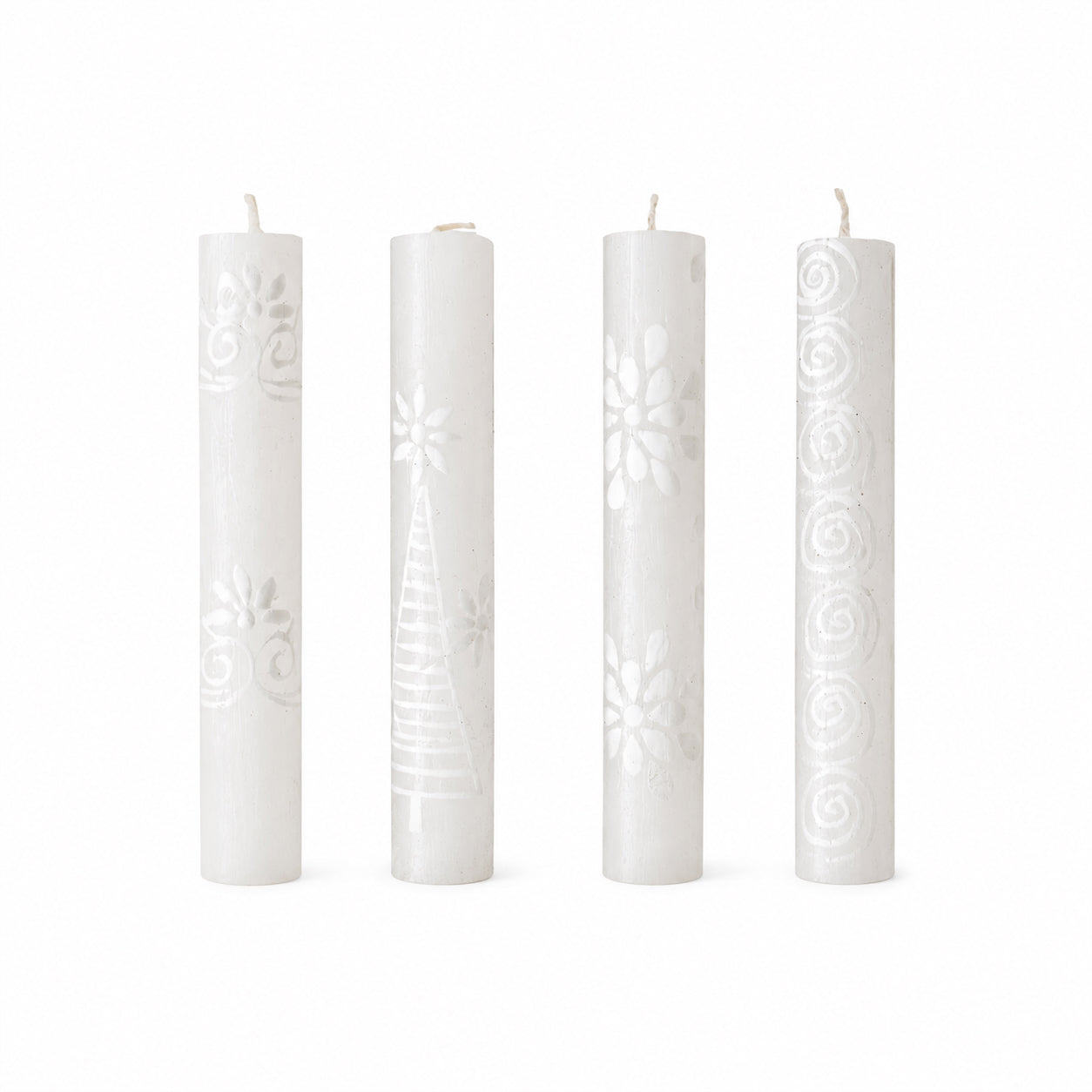 Shabbat White on White Painted Candles