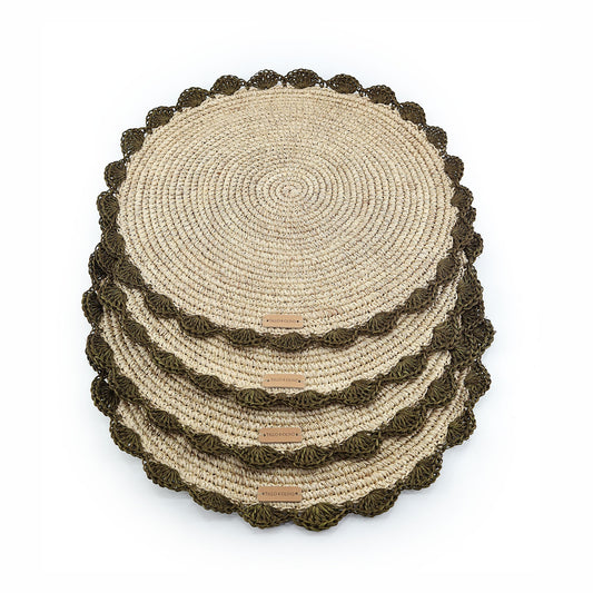 S/4 Hand Crocheted Round Placemat