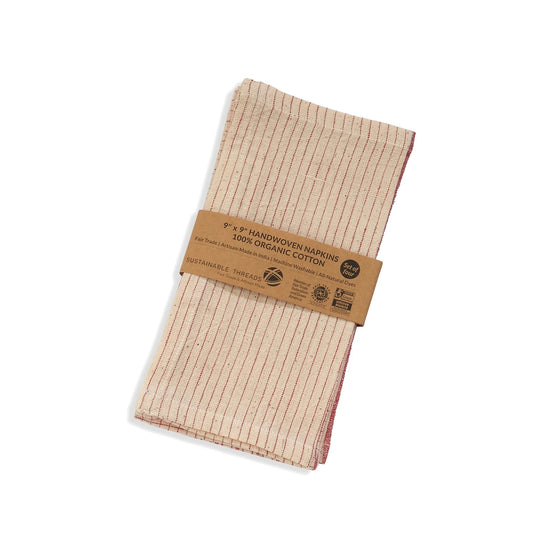 Handwoven Organic Cotton Napkins, Set of 4 | 9"x9" | Fair Trade | Melange