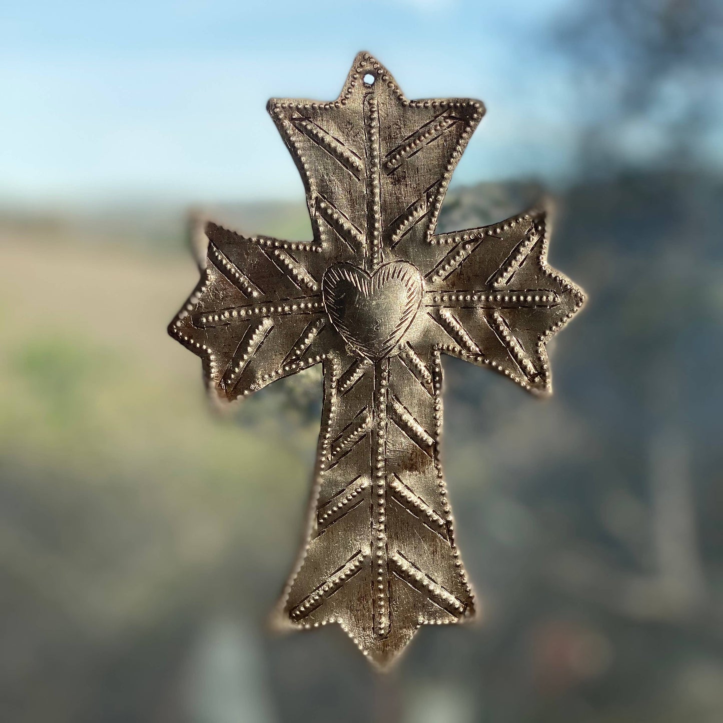 Recycled Metal Cross, Milagro 4.5"x6.75" (set of 2)