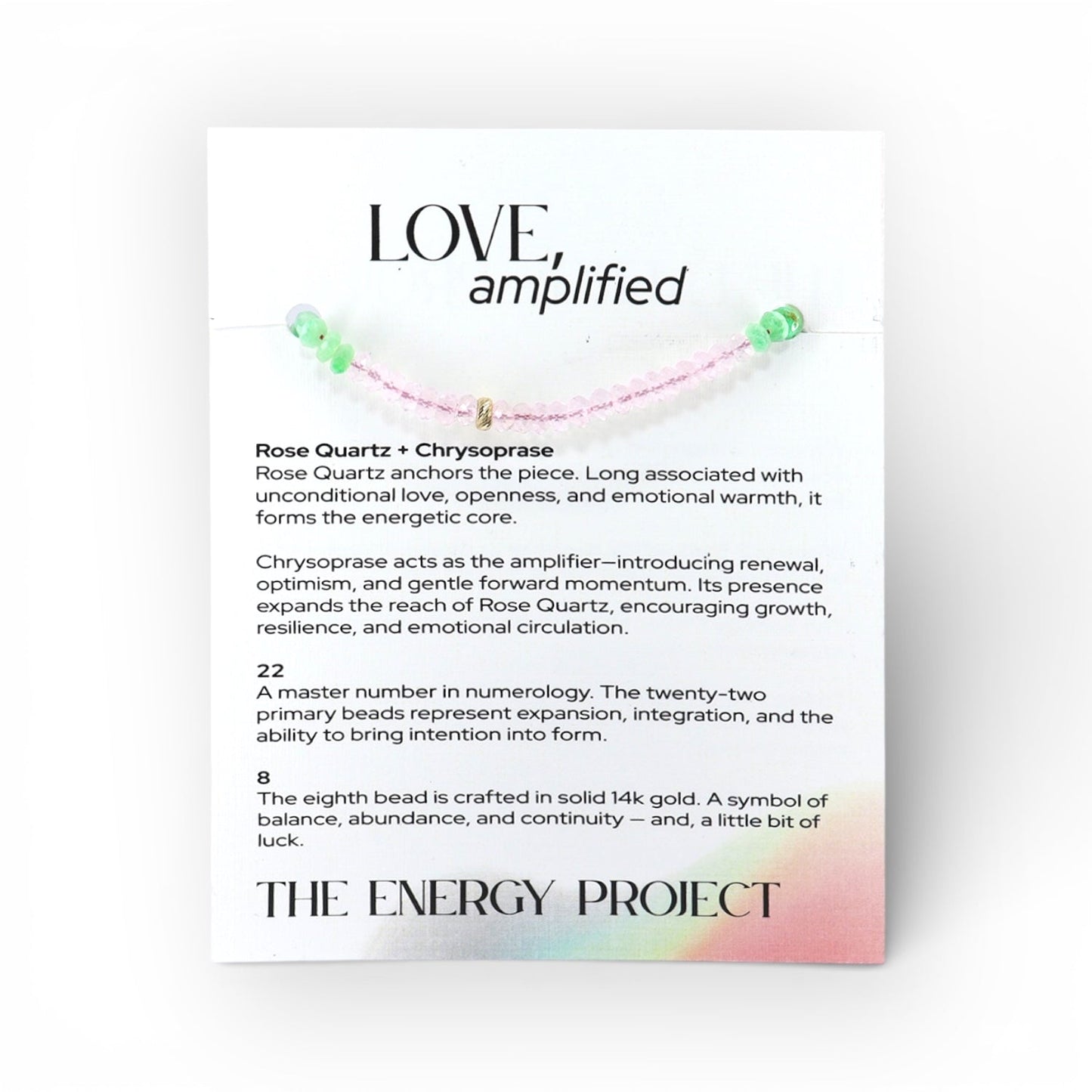 The Energy Project - Love, Amplified Bracelet - Rose Quartz, Chrysoprase, 14k Gold