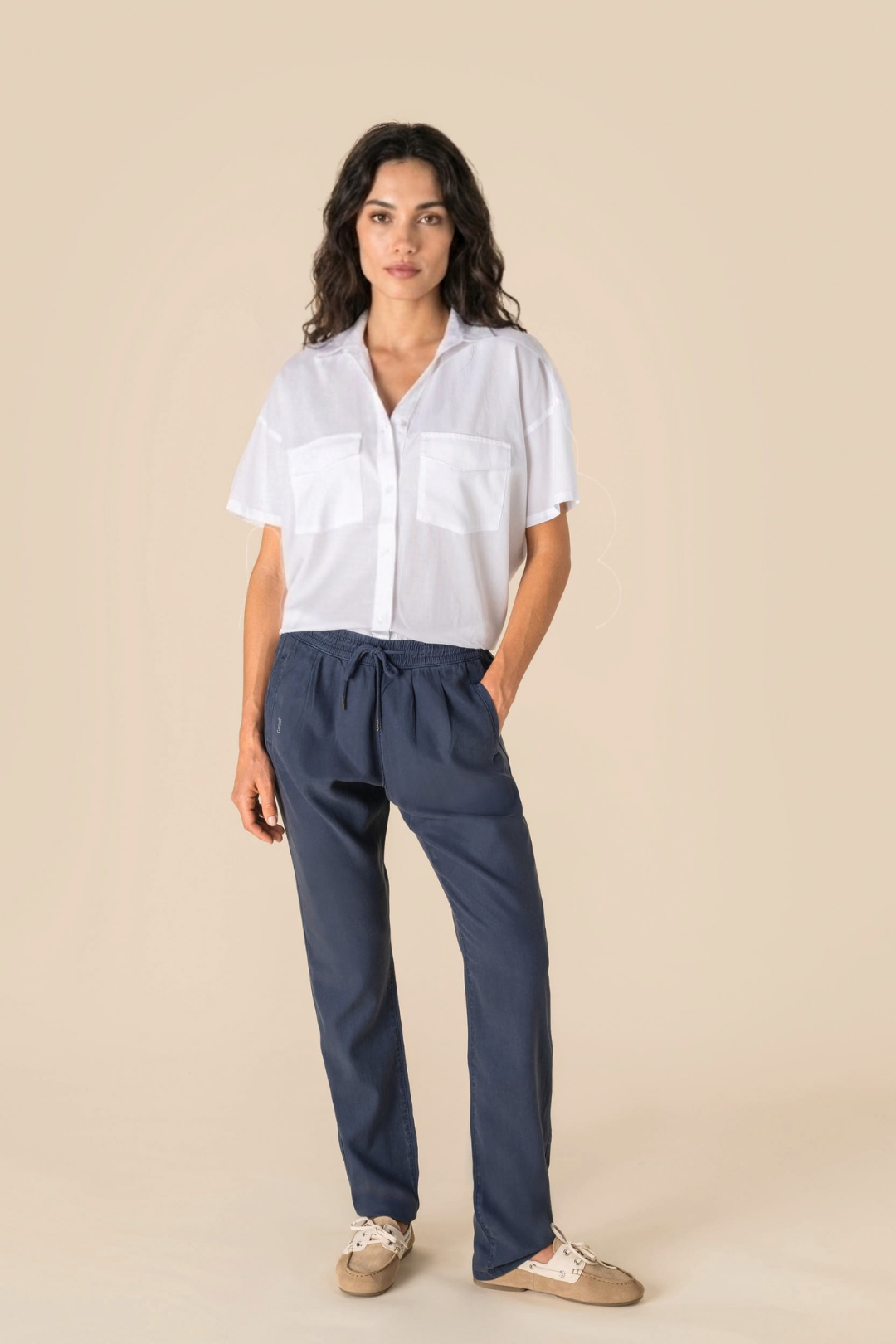 Pantalón Lyocell holgado - Azul Marino