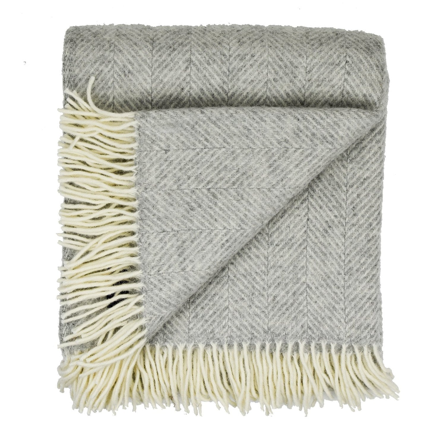 Highland Tweeds Herringbone  Pure New Wool Throw - Silver
