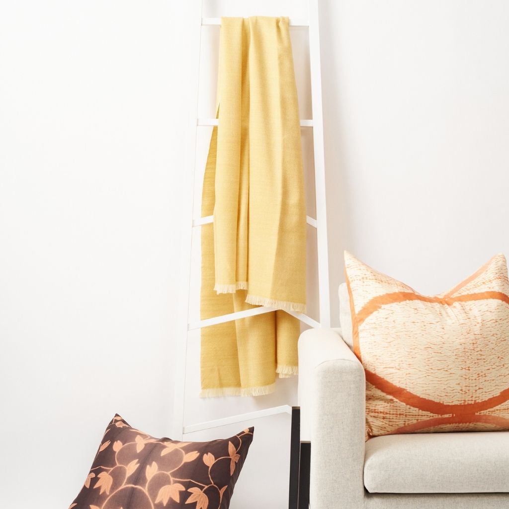 Dandelion Yellow Handloom Merino Light Weight Throw