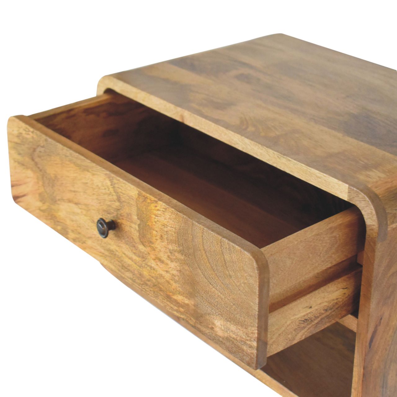 Solid Wood Large Floating Curve Open Slot Bedside Table