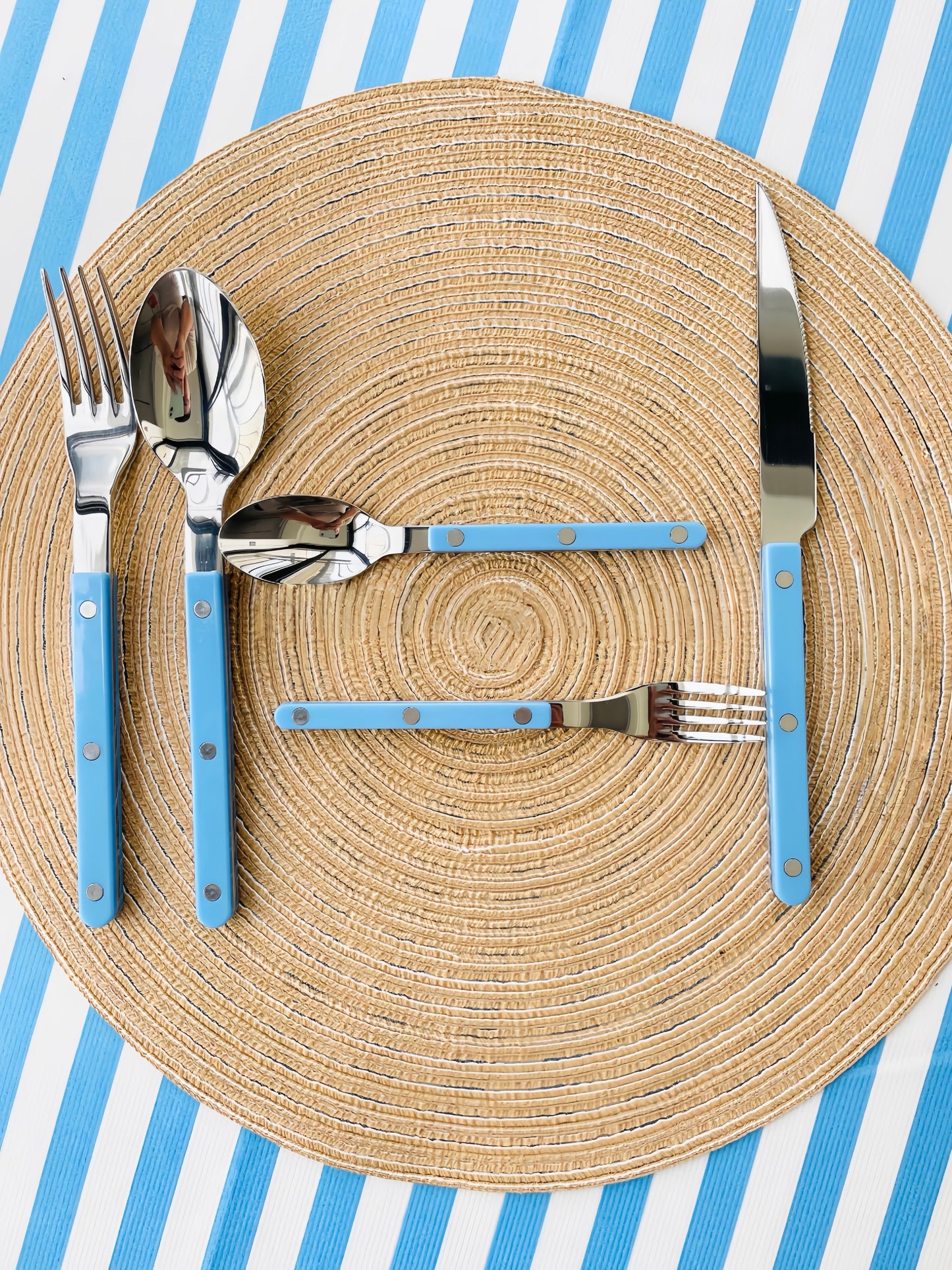 S/10 Dopamine Stainless Steel Rivet Flatware, Contemporary Bistrot Style Cutlery