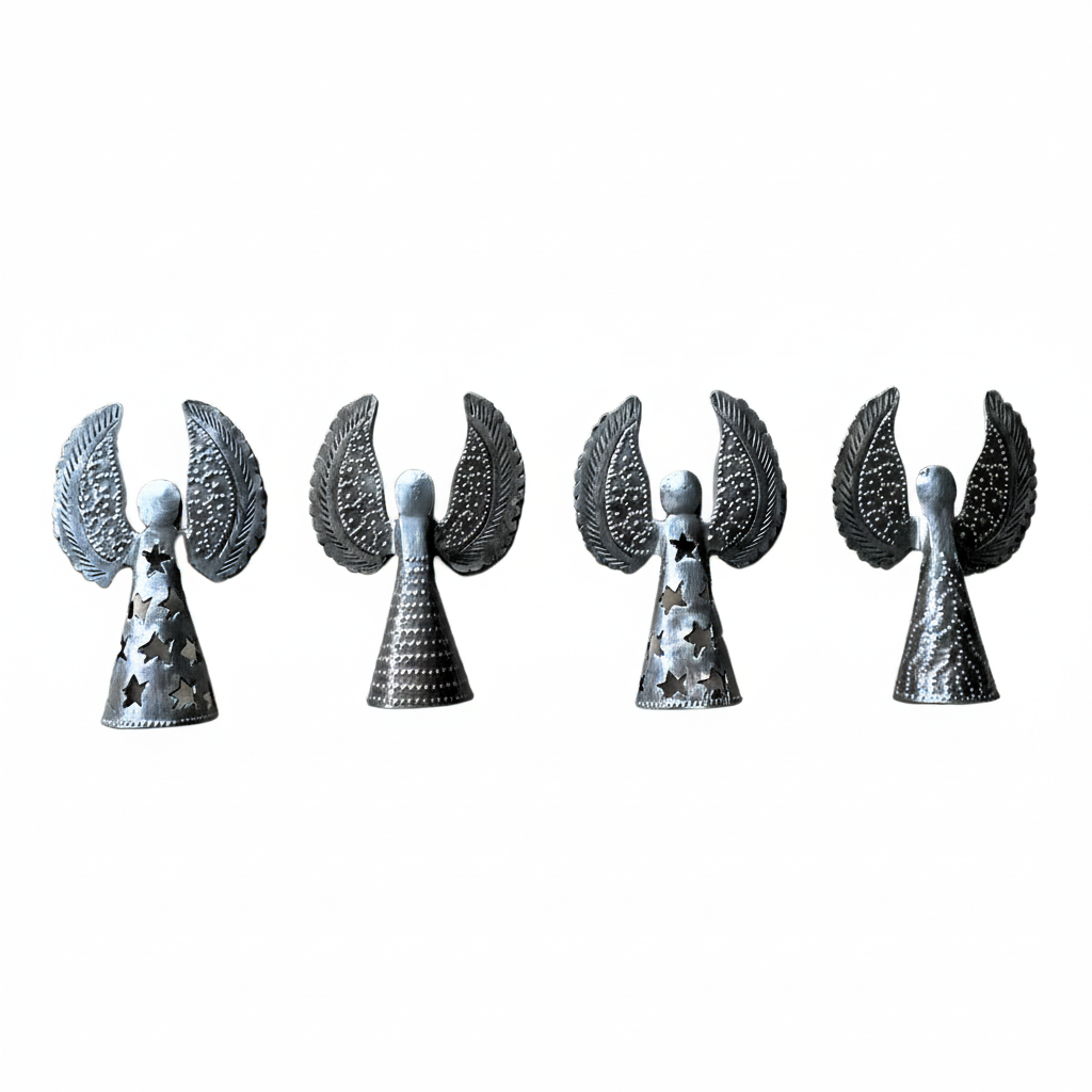Mini Unpainted Angels with Upswept Wings Set (Set of 4)