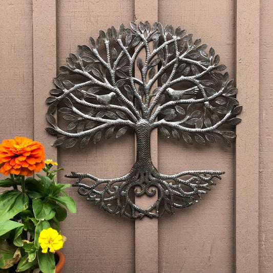 23" Haitian Metal Tree of Life with a Heart, Handmade