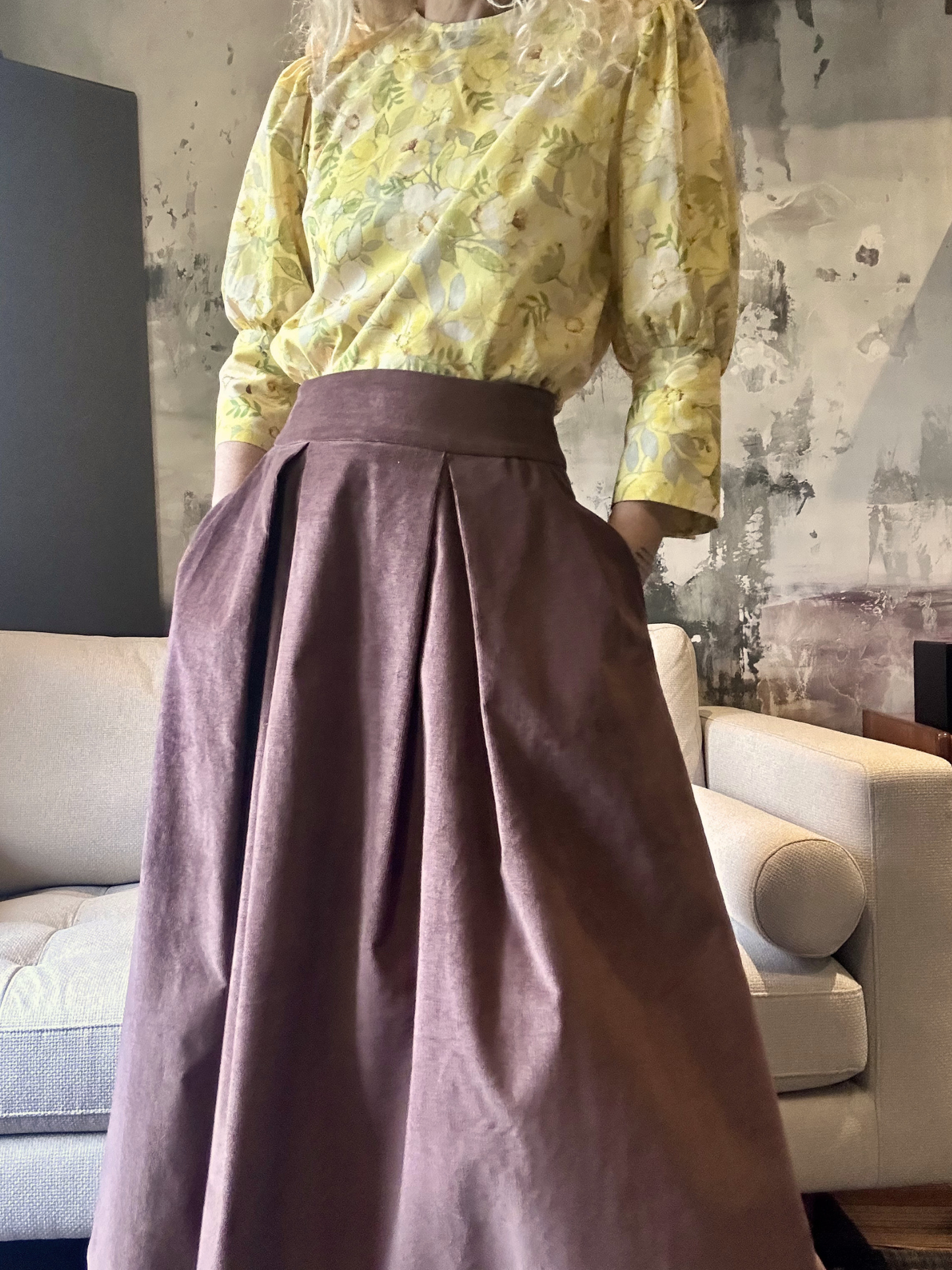 Yellow Big Floral Cotton Voile Blouse - Iwona | No More Nobody