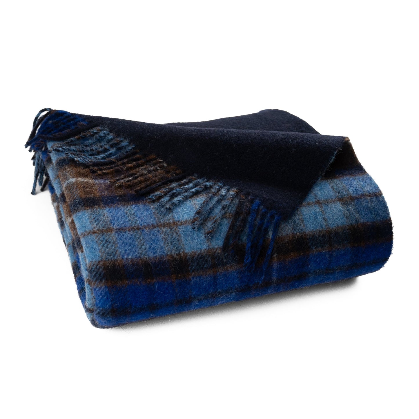 Highland Tweeds Double Cloth Reversible Throw - Blue Buchanan