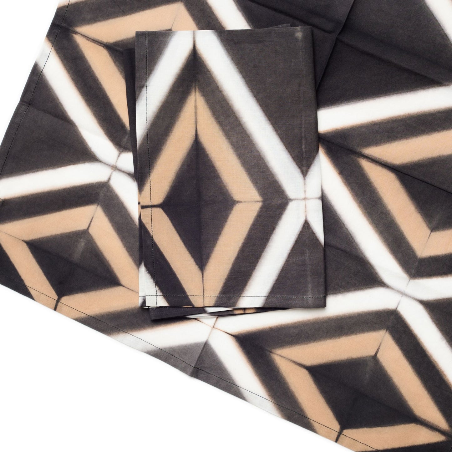 Tisa Black Hand Crafted Shibori Print Cotton Table Napkin ( set of 4 )