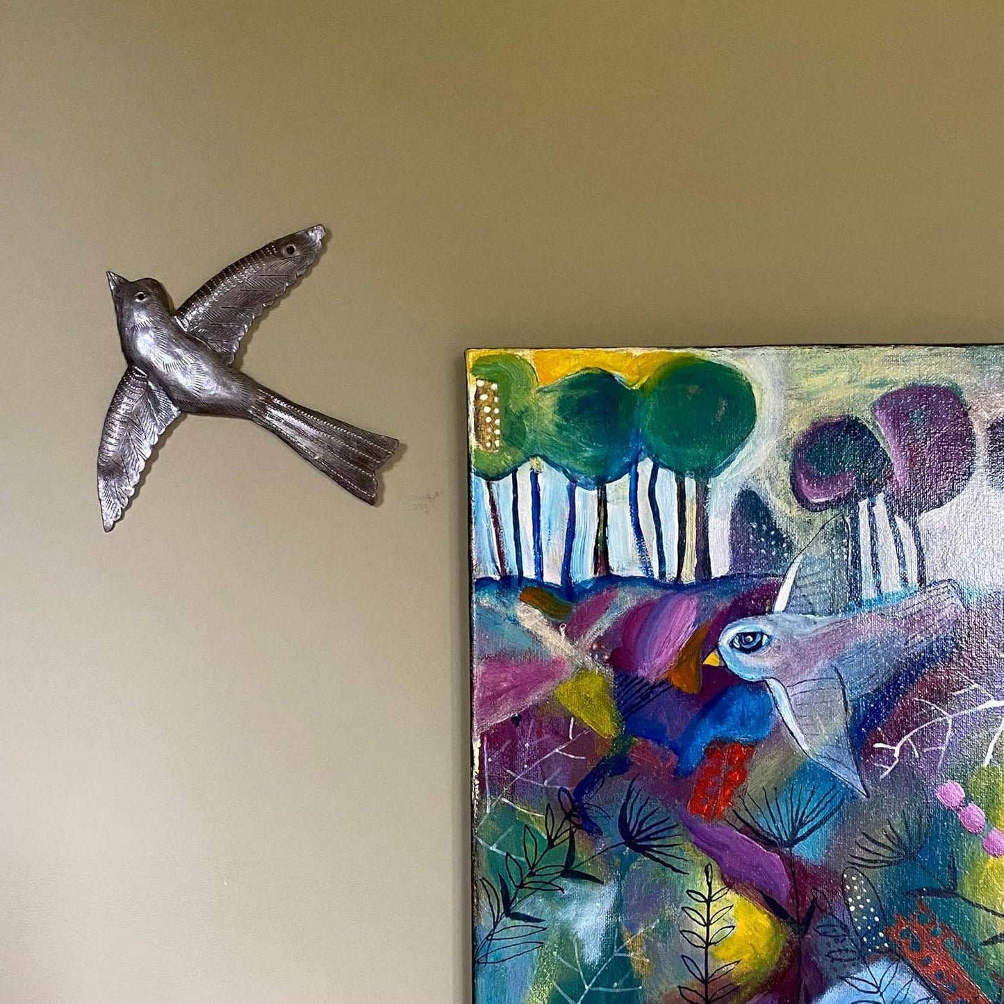 7" Small Metal Bird, Decorative Accent Handmade Wall Art