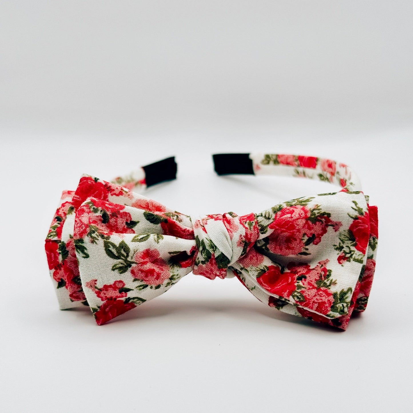 Three Little Bows Headband-Roses Rouge