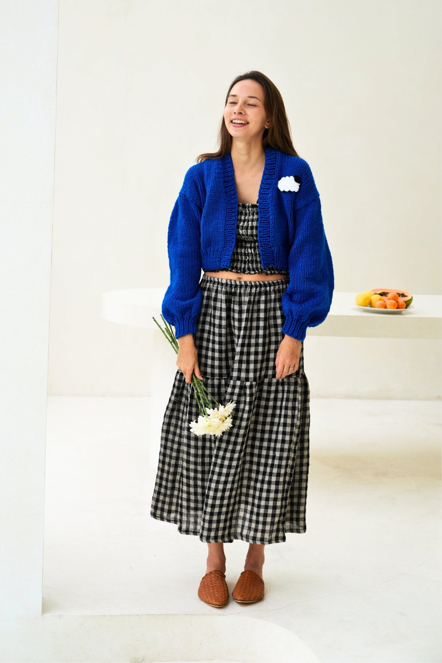 Rachel Wool Cardigan in Blue