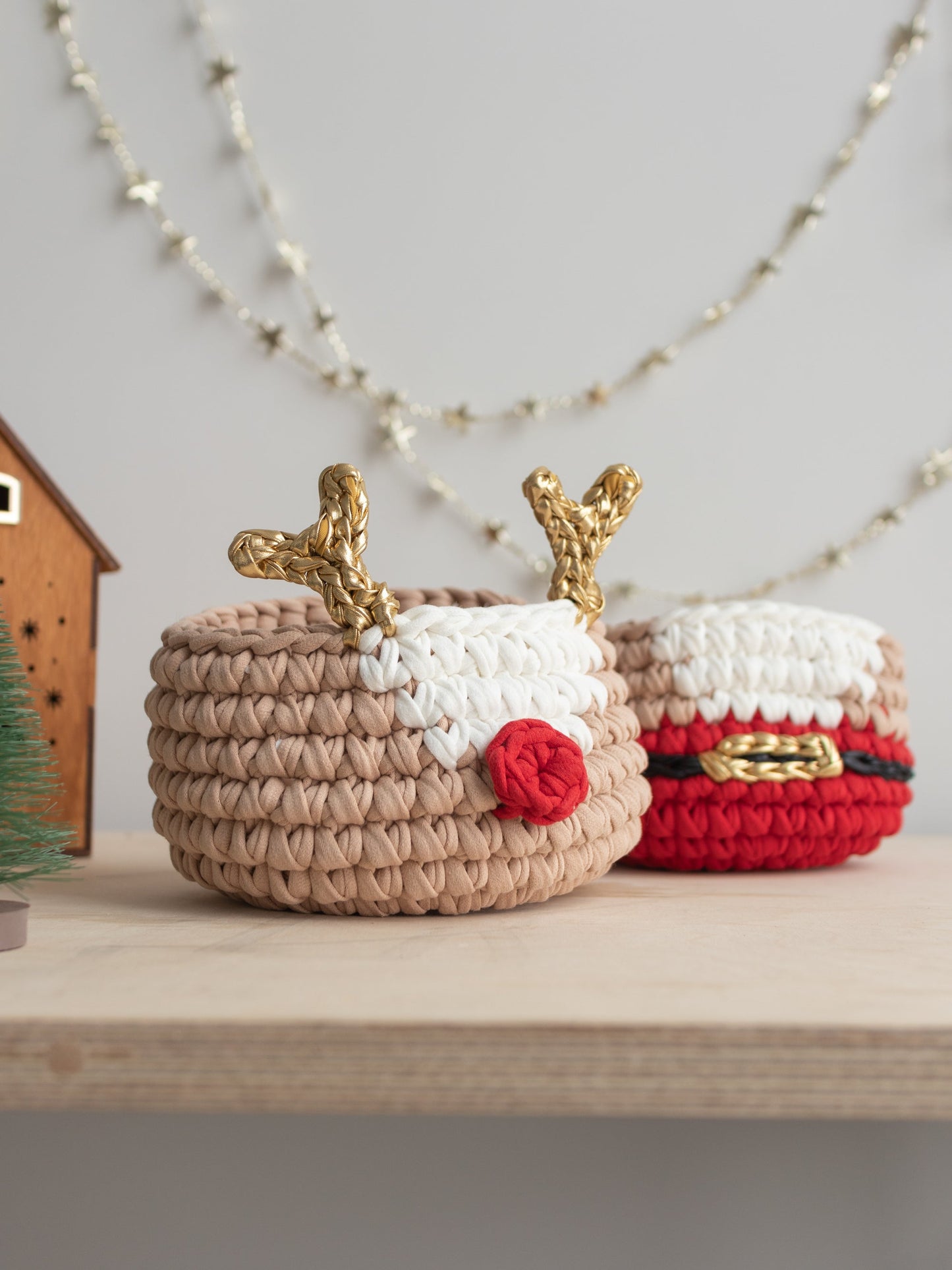 Christmas Deer and Santa Baskets