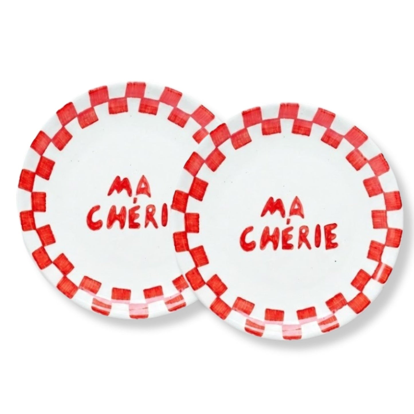 S/2 Ma Cherie Ceramic Snack Plate