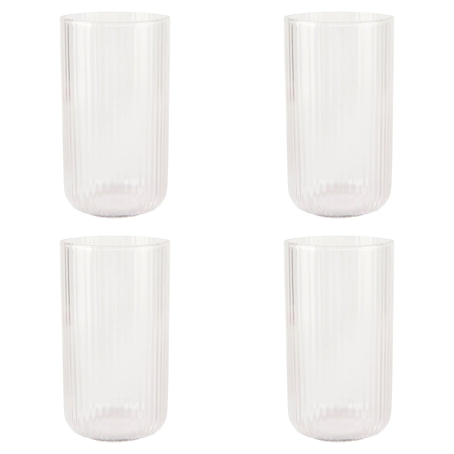 Set of 4 Tumbler 17oz Fluted Clear