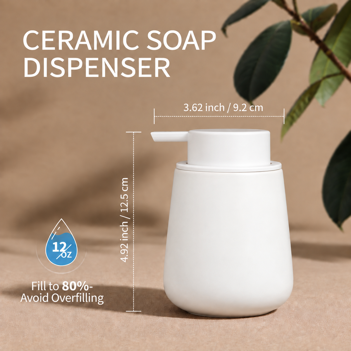 BosilunLife Rubber Paint Liquid Soap Dispenser Recycled RebornClay™ 12 oz