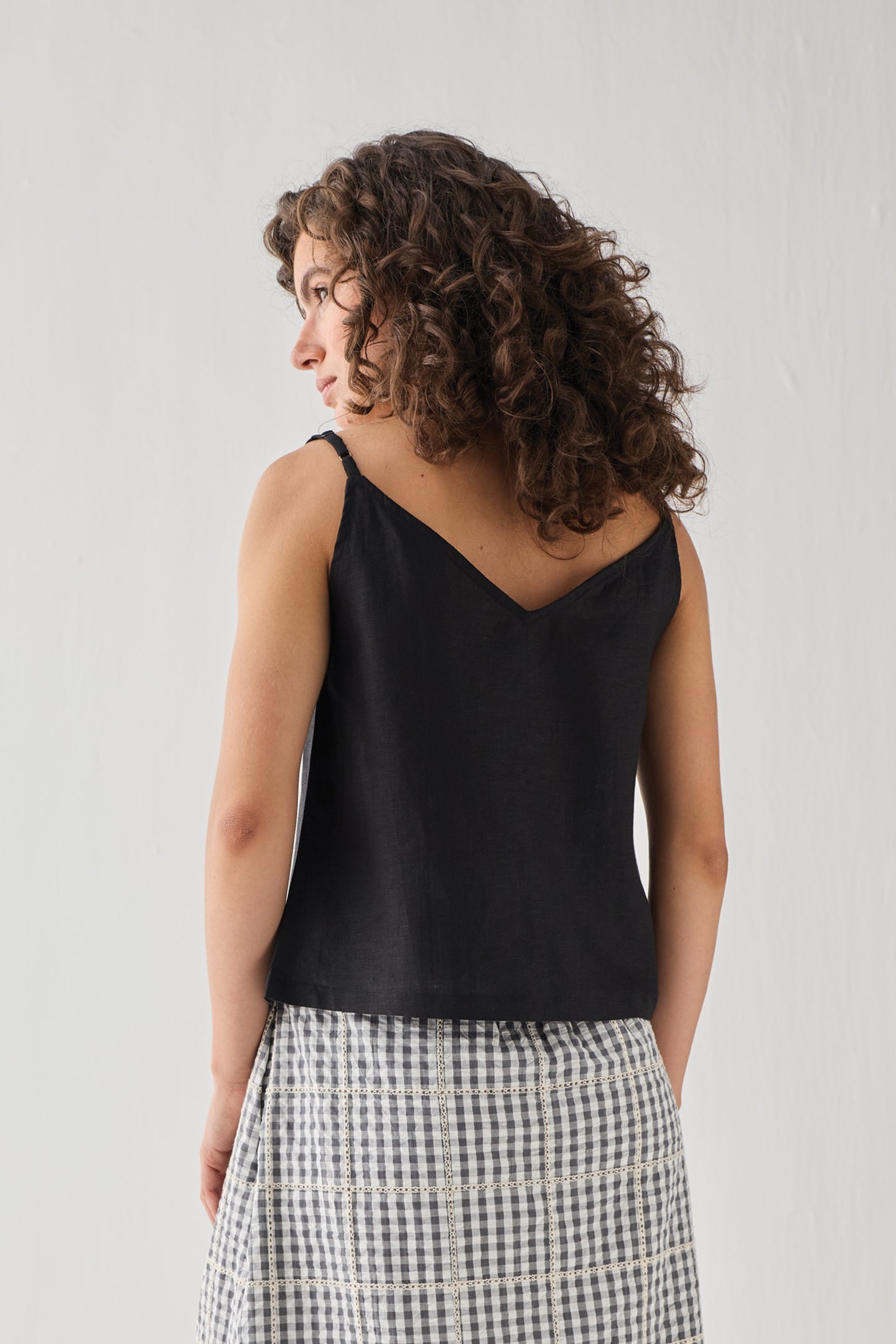 Hemp Front Tie Cami Top in Black