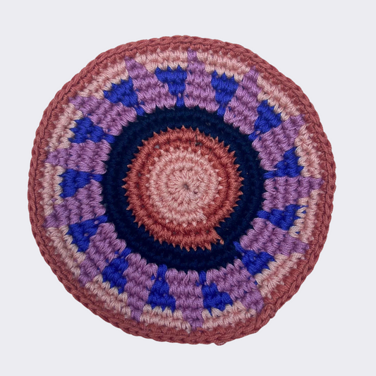 Coral & Blue Crocheted Coasters, Set of 4