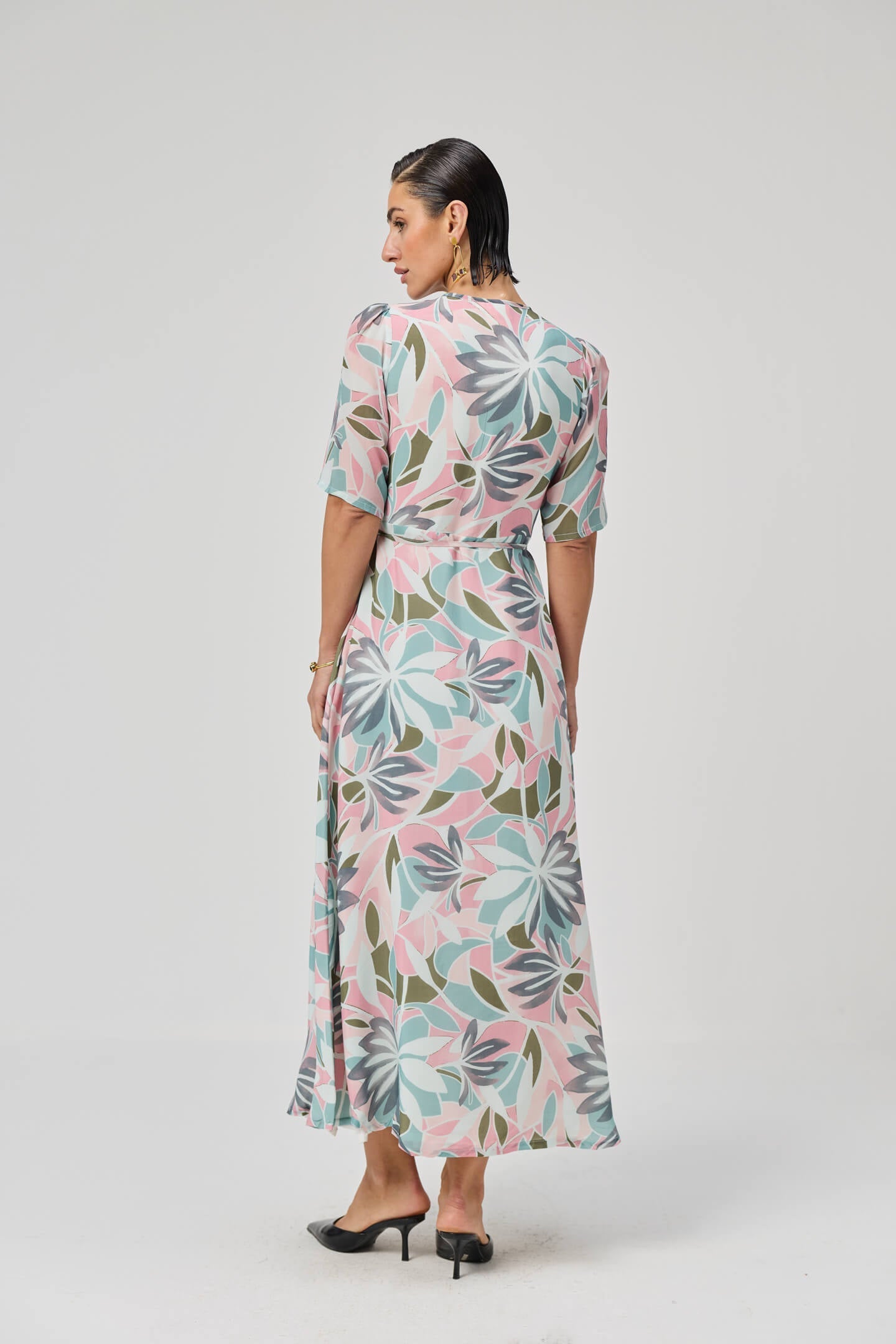 Maxi Wrap Dress in Multi Florals