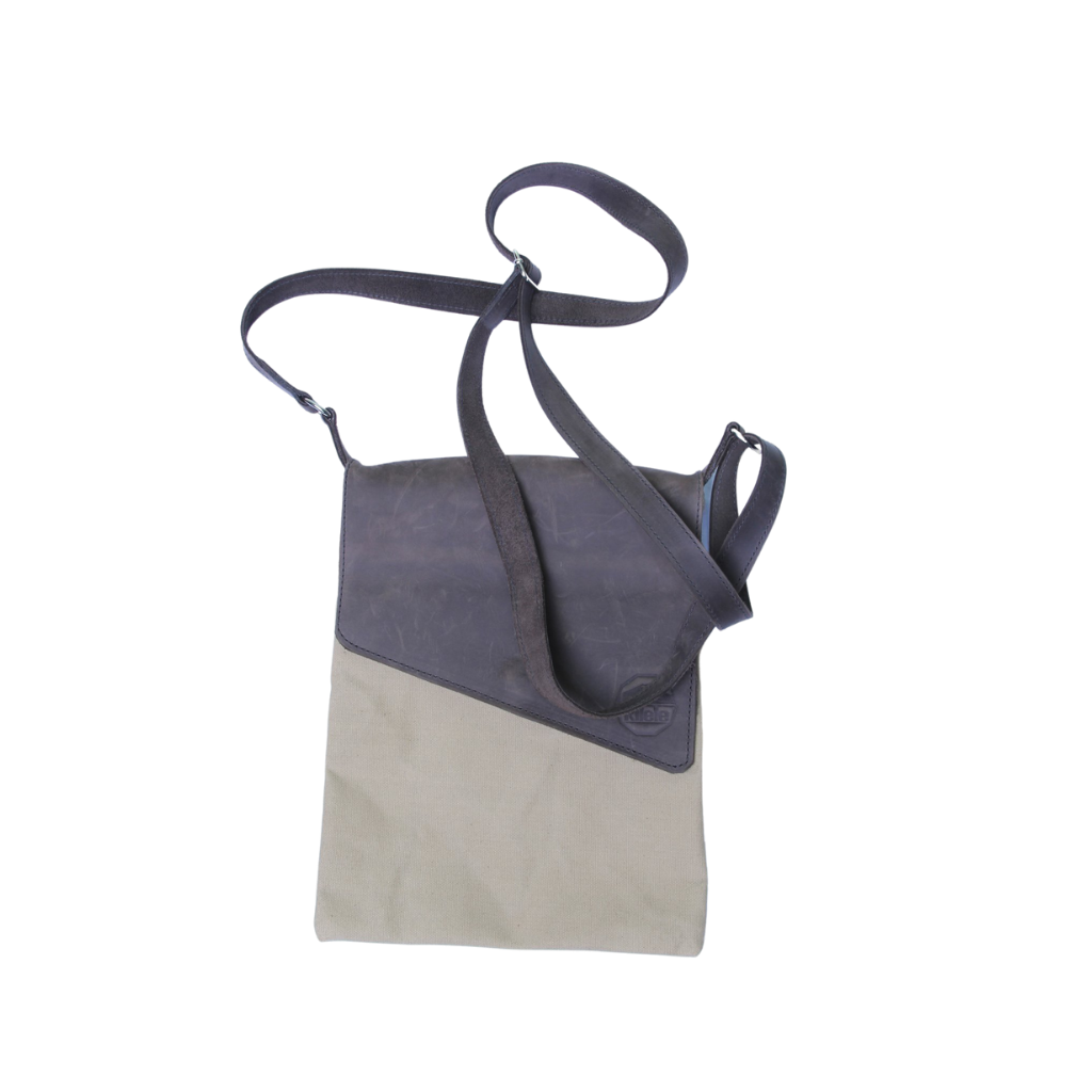 Leather and Canvas Crossbody Bag