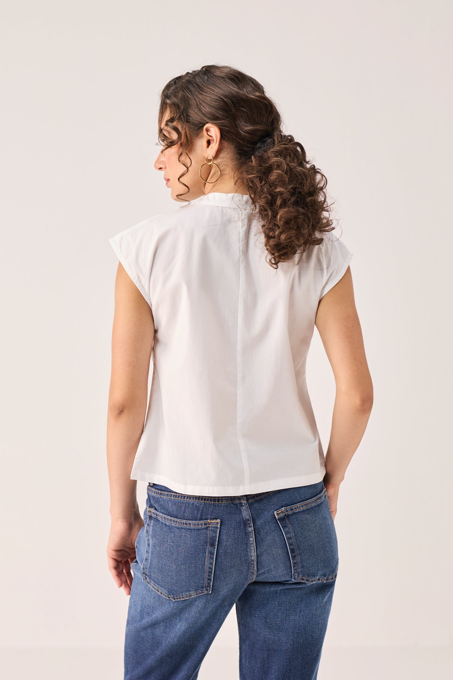 Front Zip Top in White