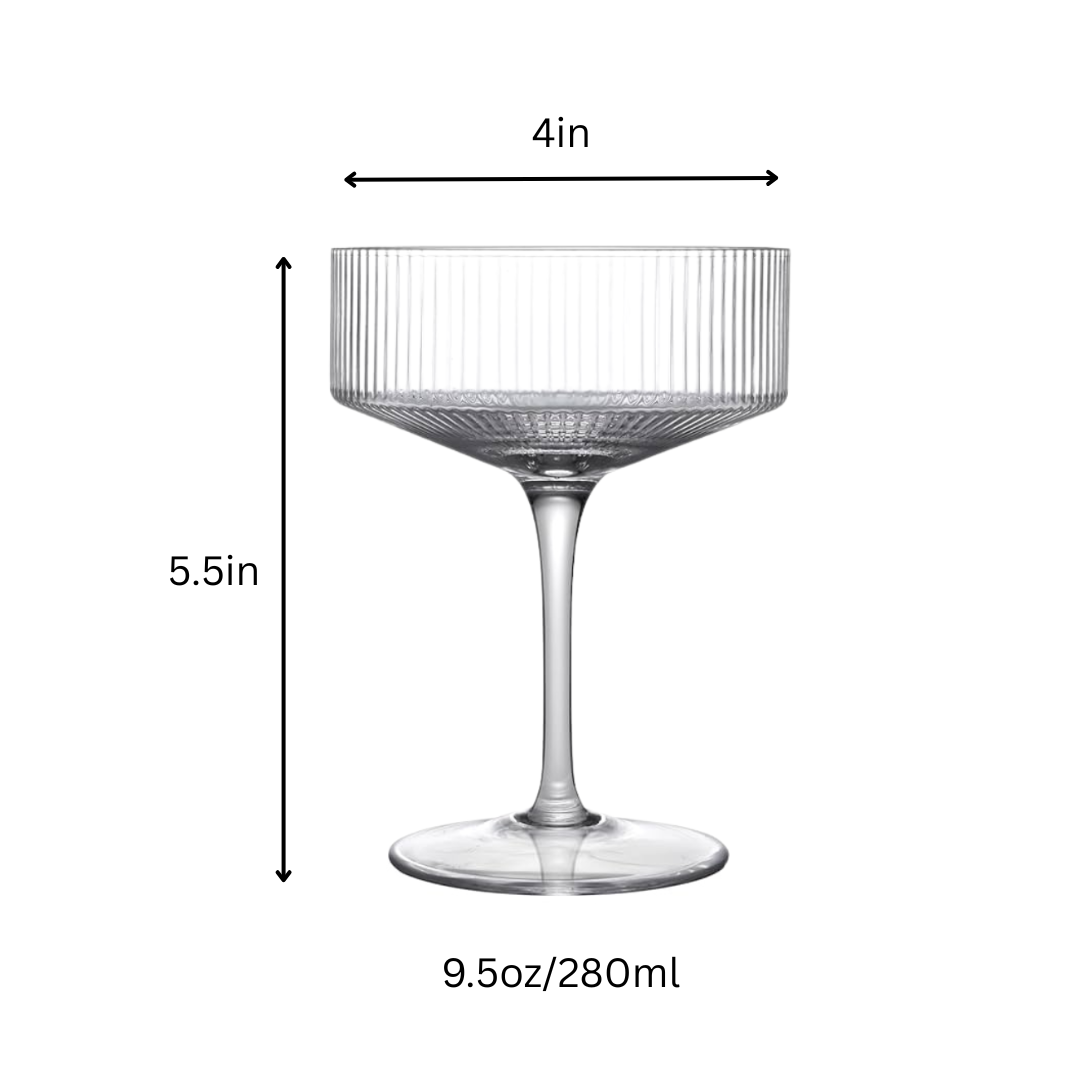 Clear Ribbed Martini Coupe Glass