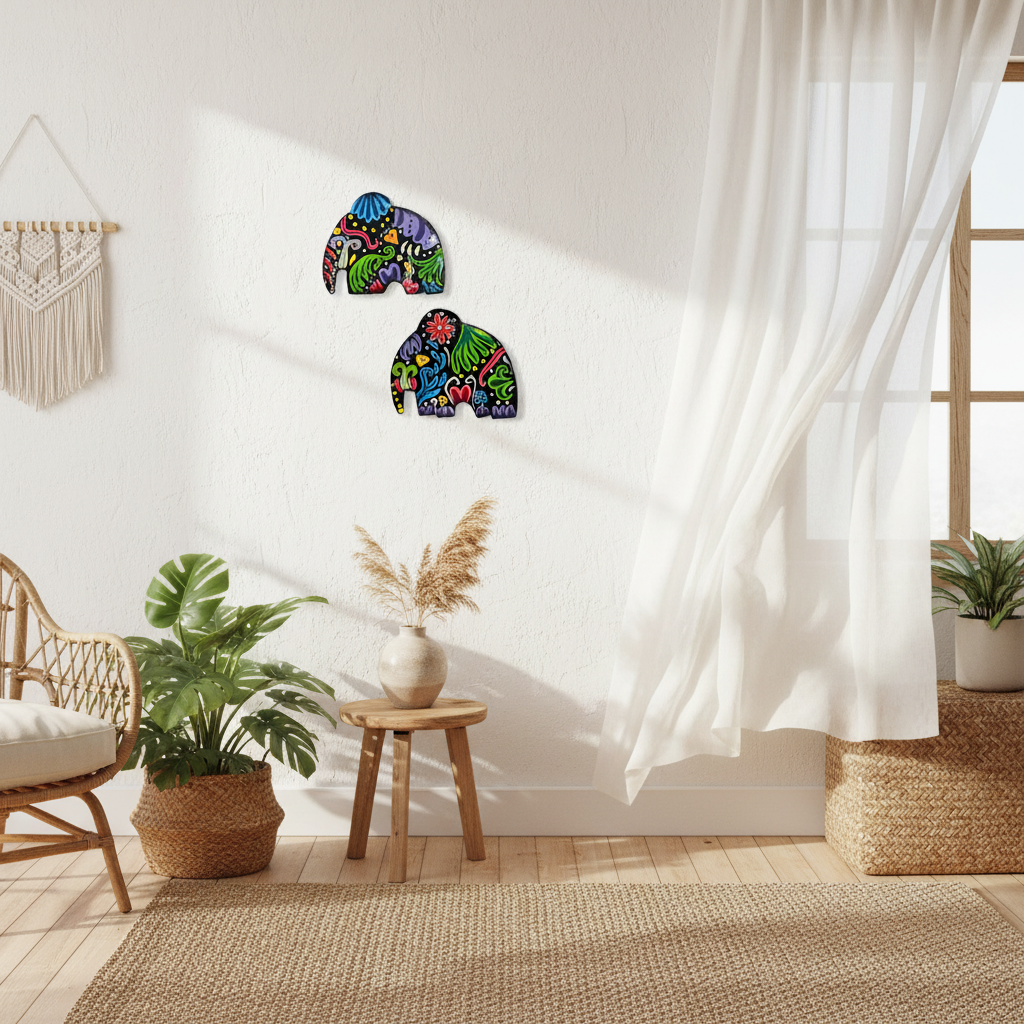 Vivid Small Elephants (Set of 2)