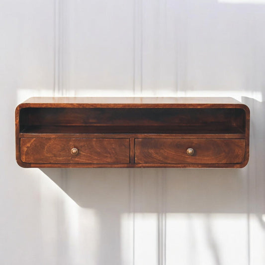 Solid Wood Floating California Walnut Open Console