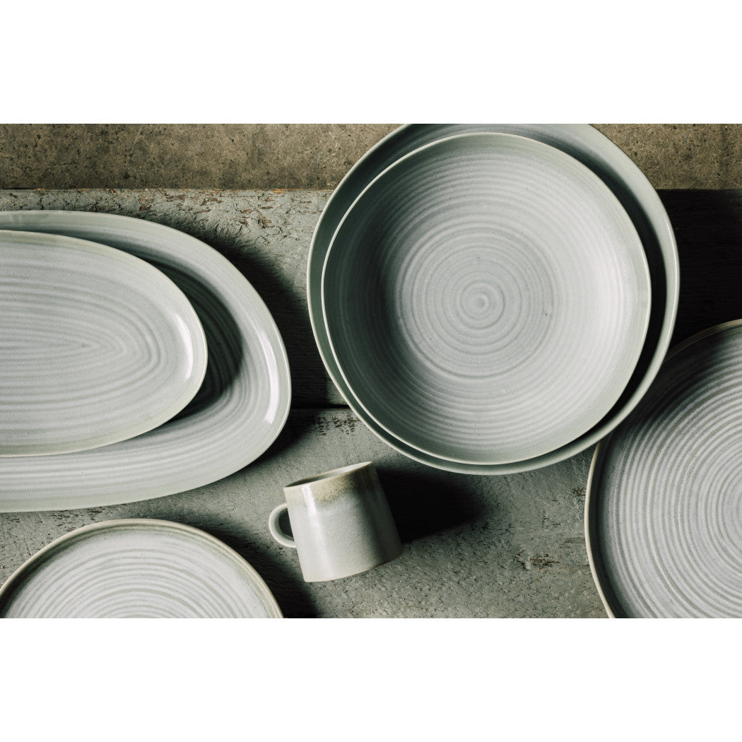 Set of 4 Aquarius Sage Oval Platter 10.5 Inch