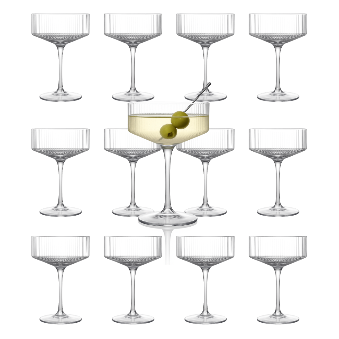 Clear Ribbed Martini Coupe Glass