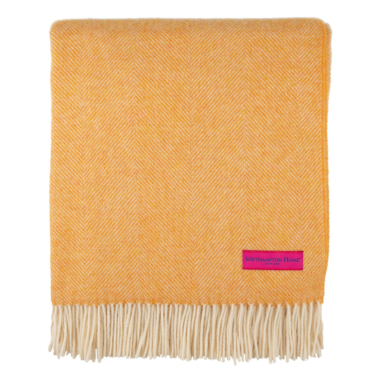 Southampton Home Shetland Lambswool Herringbone Throw – Tangerine