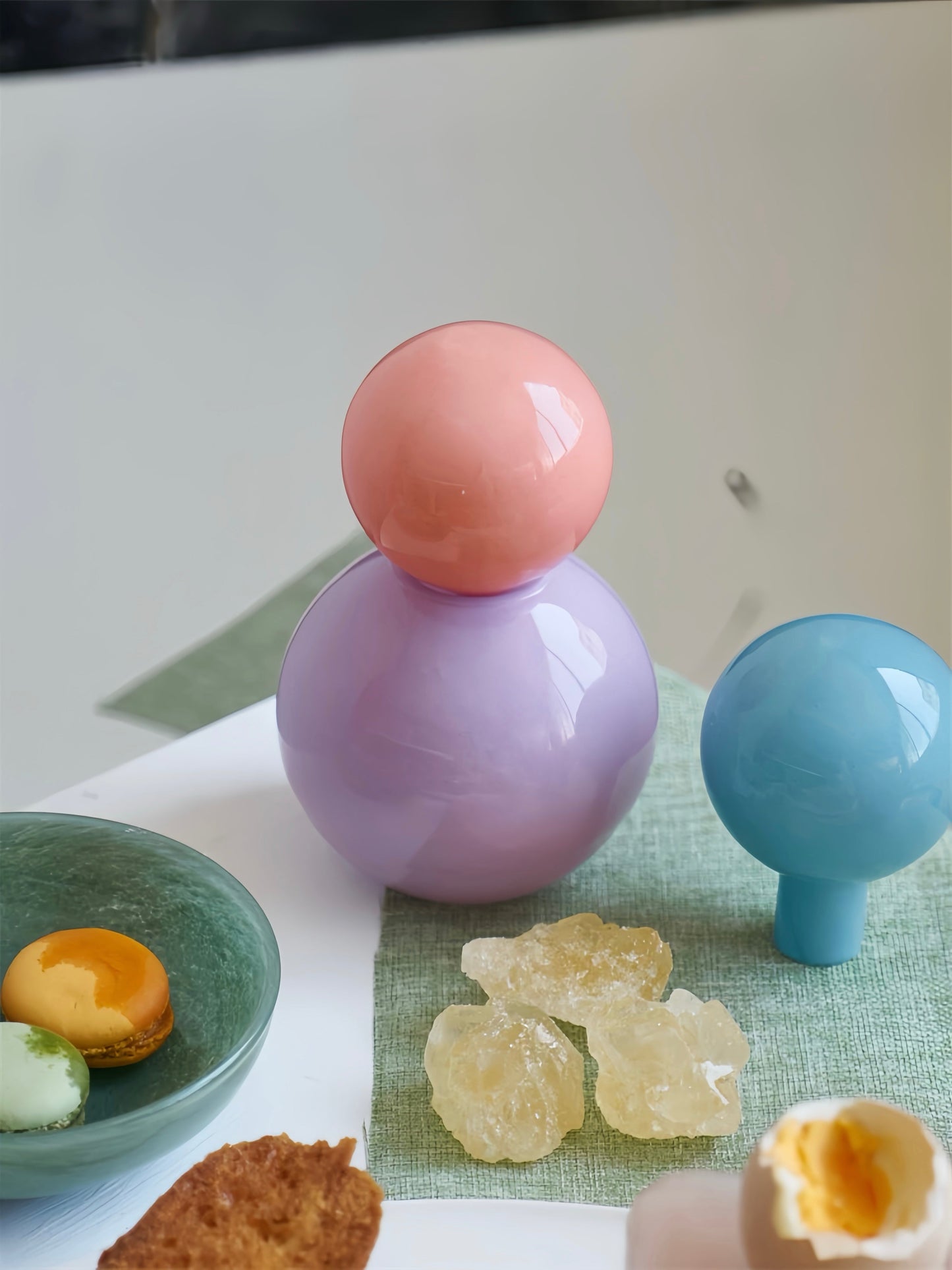 Handblown Bonbon Decorative Jar, Dopamine Decor, Whimsical Diffuser Bottles