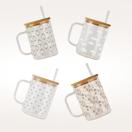 Soft Neutrals 17oz Glass Mug Set