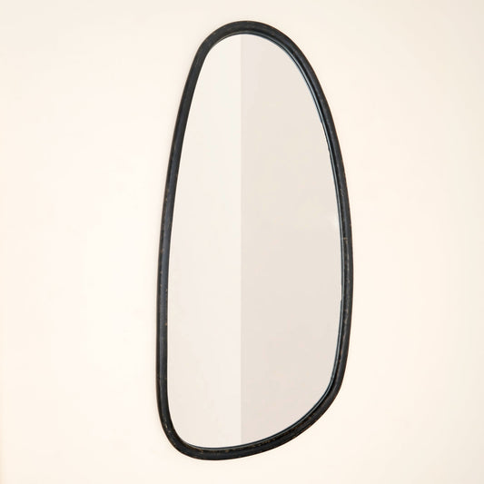 Wall Mirror with Blackwash Mango Wood Frame, Black, 28x60"